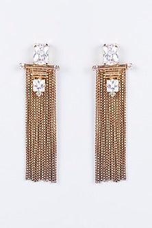 Gold Finish Earrings With Tassels