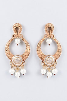 Two Tone Finish Earrings With Zircons