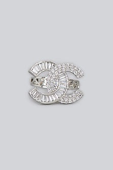 White Finish American Diamond Handcrafted Ring