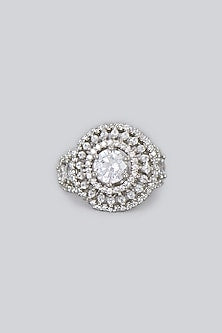 White Finish Ring With American Diamonds