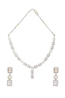 Gold Finish American Diamond Necklace Set