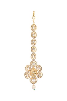 Gold Finish Maang Tikka With Gold Pearls