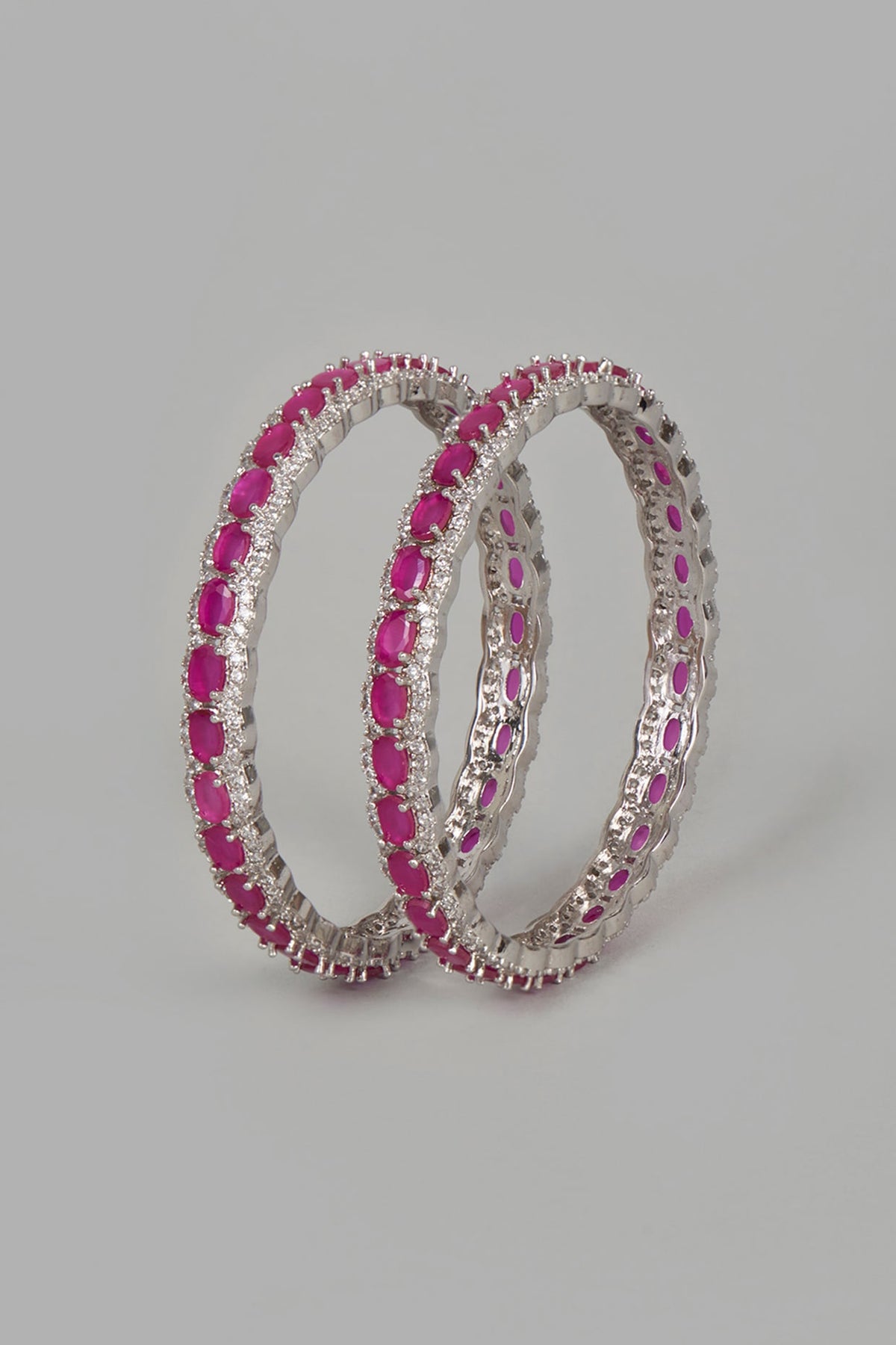 White Finish Ruby Synthetic Stones Bracelet