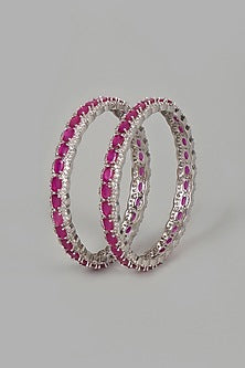 White Finish Ruby Synthetic Stones Bracelet