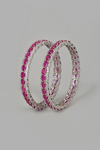 White Finish Ruby Synthetic Stones Bracelet