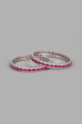 White Finish Ruby Synthetic Stones Bracelet