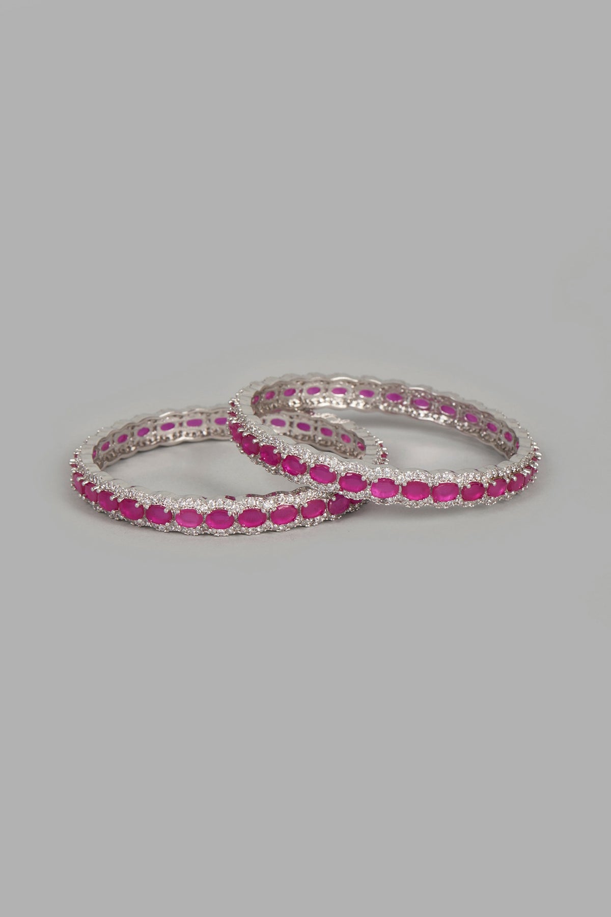 White Finish Ruby Synthetic Stones Bracelet