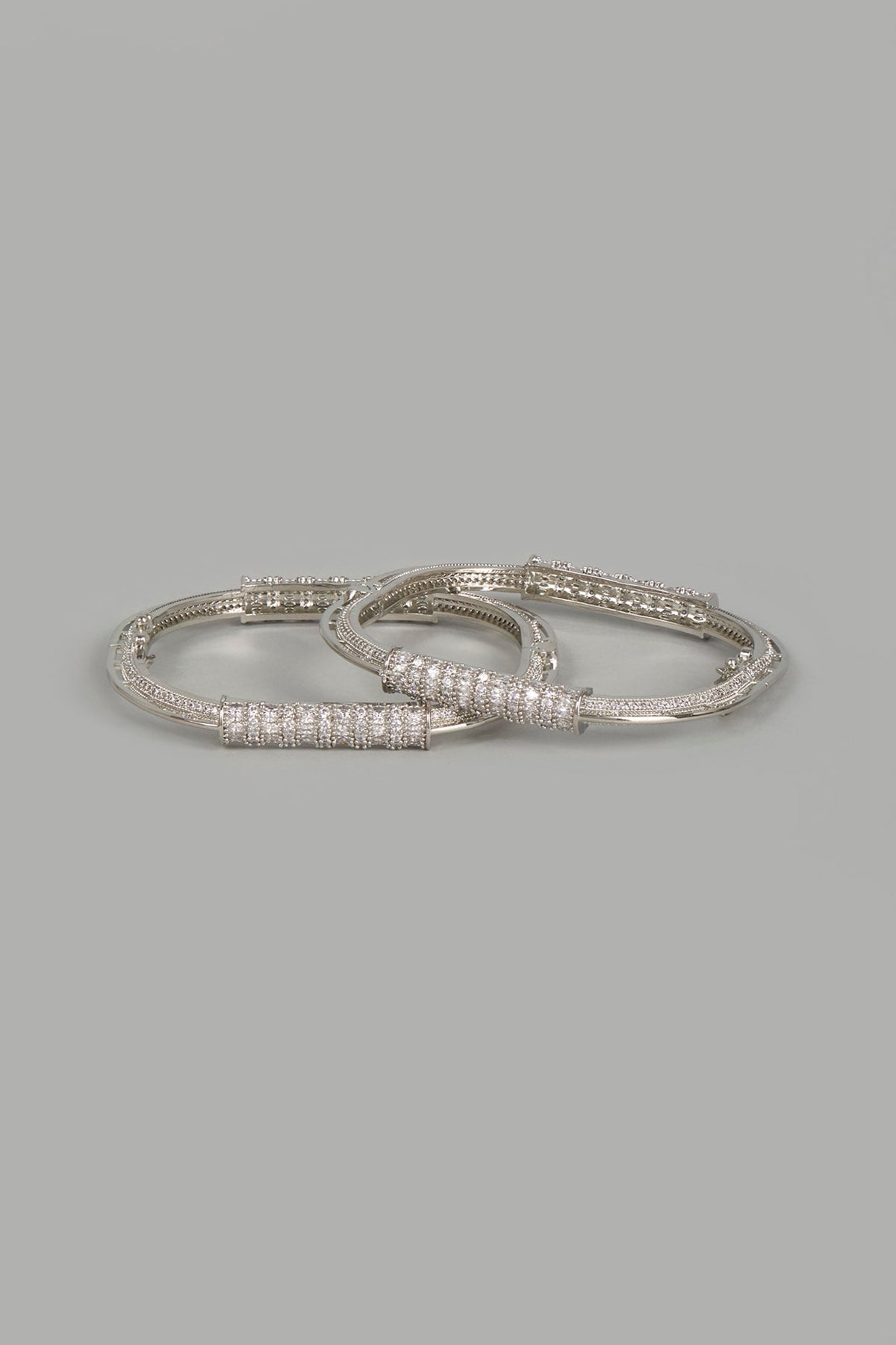 White Finish Zircons & Diamond Bangles