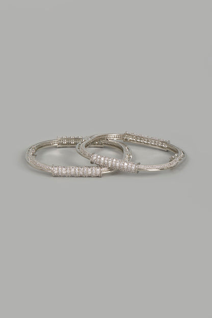 White Finish Zircons & Diamond Bangles