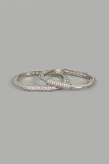 White Finish Zircons & Diamond Bangles