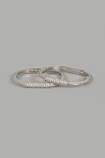 White Finish Zircons & Diamond Bangles