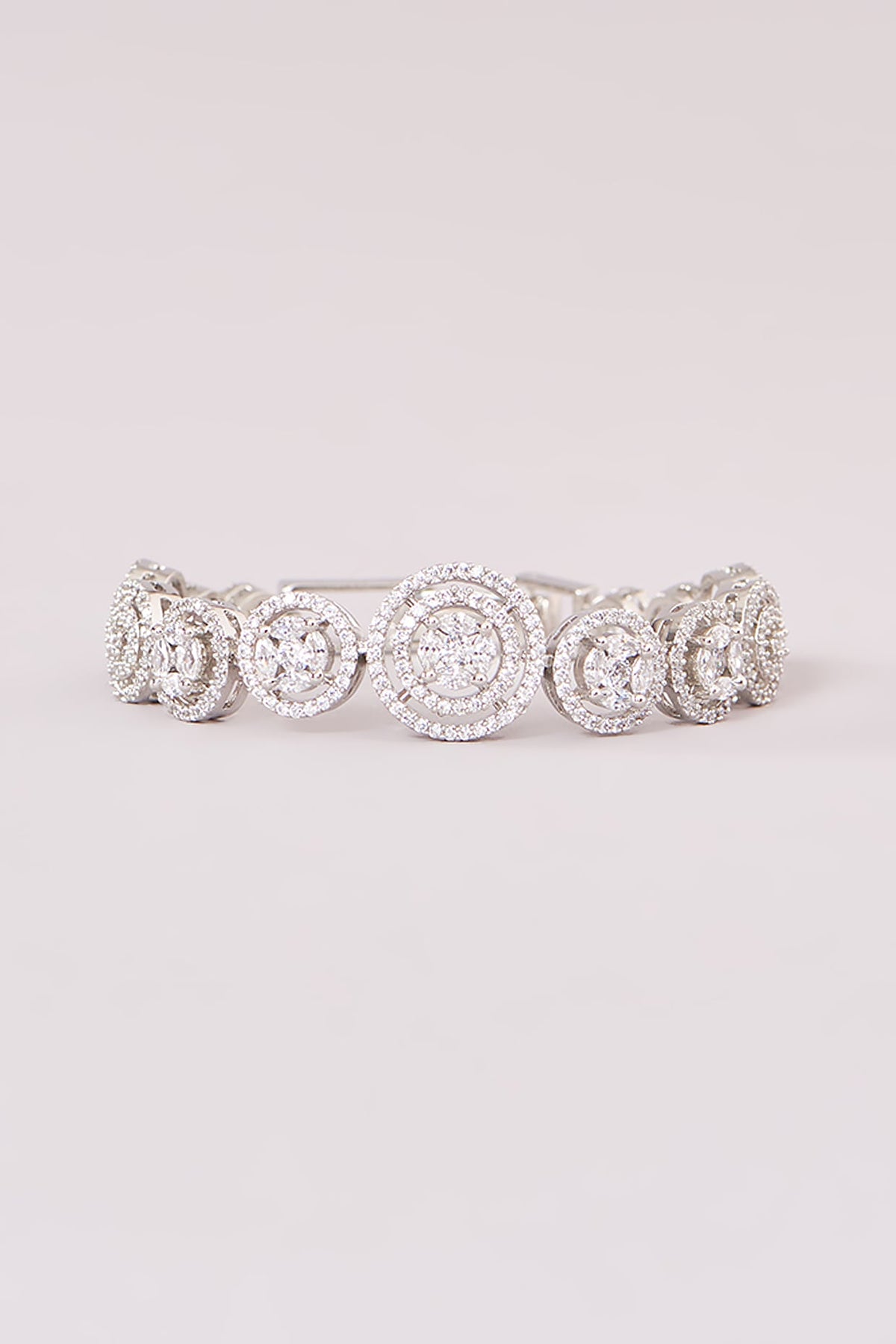 White Rhodium Finish American Diamond Tennis Bracelet