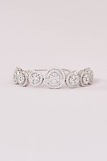 White Rhodium Finish American Diamond Tennis Bracelet