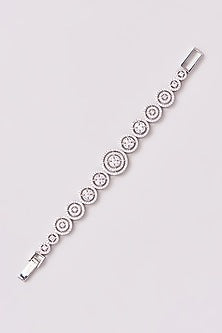 White Rhodium Finish American Diamond Tennis Bracelet