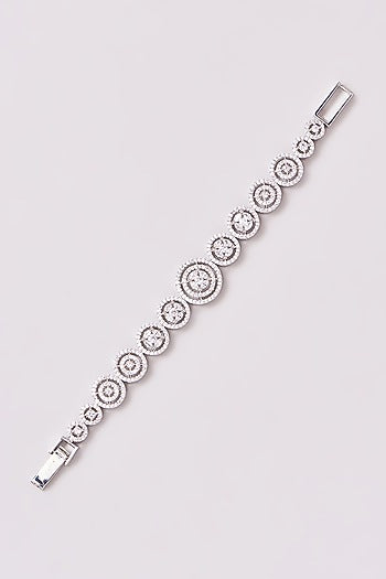 White Rhodium Finish American Diamond Tennis Bracelet