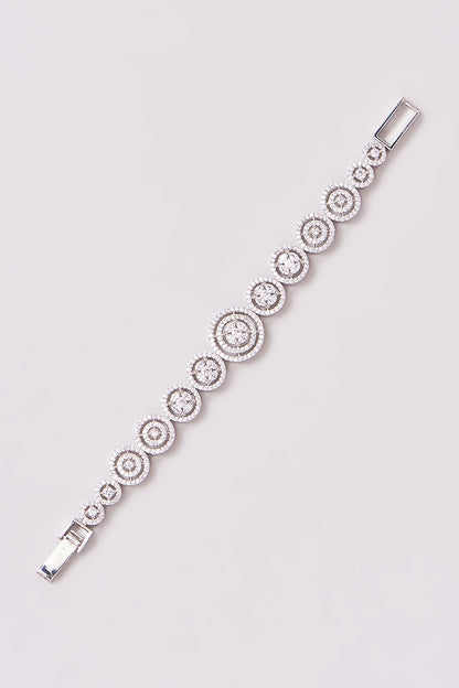 White Rhodium Finish American Diamond Tennis Bracelet