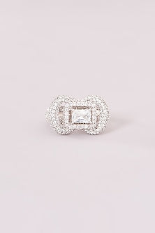 White Rhodium Finish American Diamond Ring