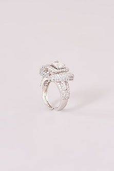 White Rhodium Finish American Diamond Ring