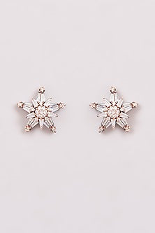 Black Rhodium Finish American Diamond Stud Earrings