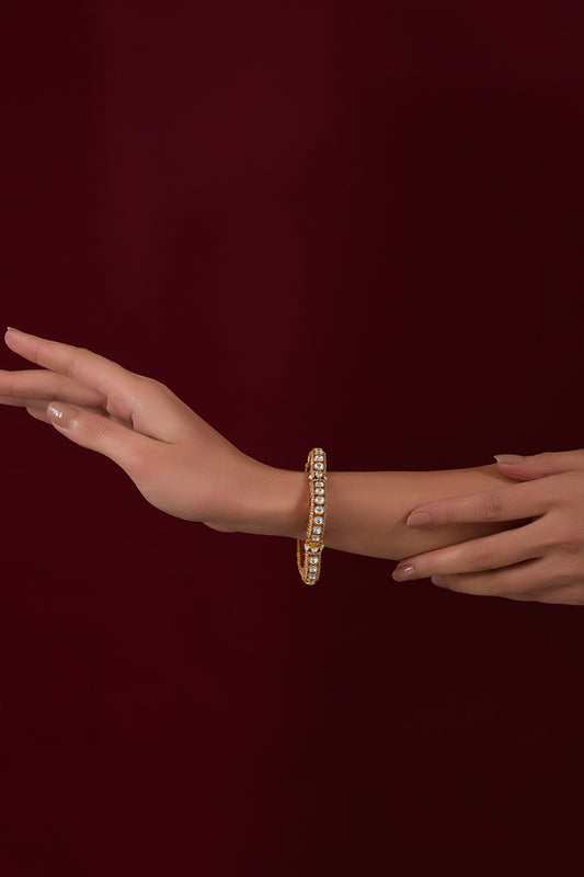 Gold Finish Kundan Polki Bangle