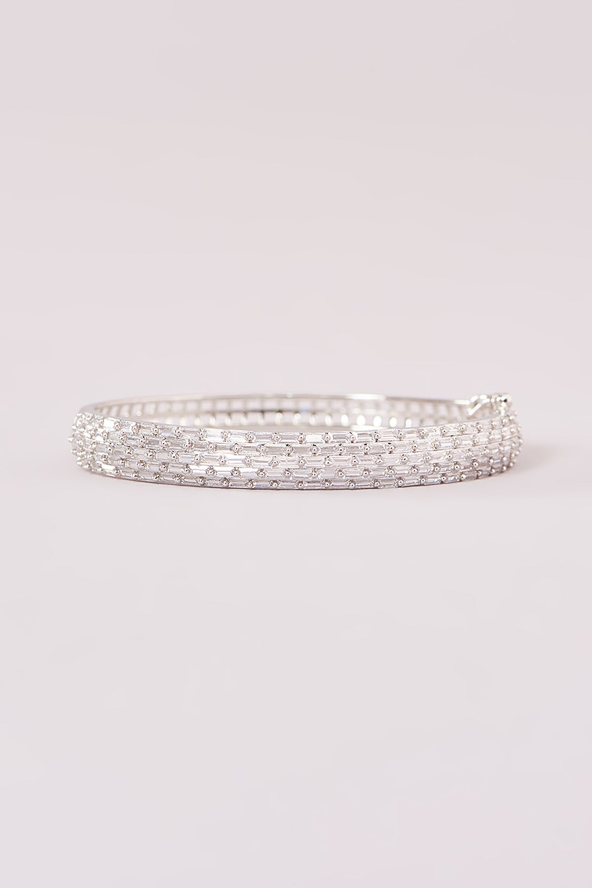 White Rhodium Finish American Diamond Bracelet