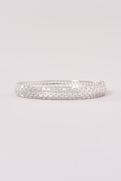 White Rhodium Finish American Diamond Bracelet