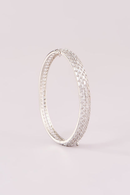 White Rhodium Finish American Diamond Bracelet