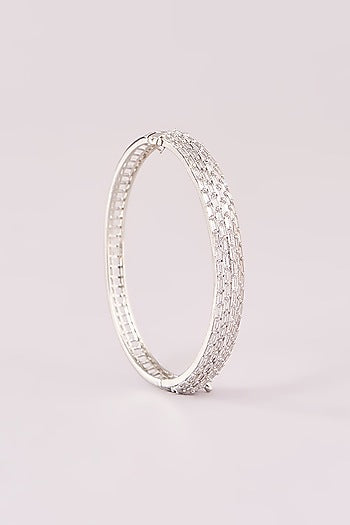 White Rhodium Finish American Diamond Bracelet