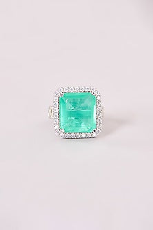 White Rhodium Finish American Diamond Ring