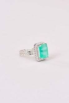White Rhodium Finish American Diamond Ring