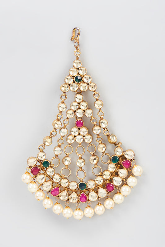 Gold Finish Kundan & Pearl Pasa