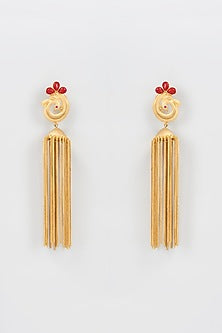 Gold Finish Tassel Dangler Earrings