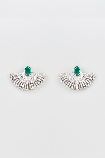 White Finish Diamond Stud Earrings