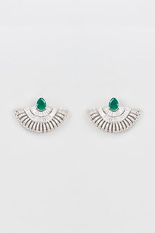 White Finish Diamond Stud Earrings