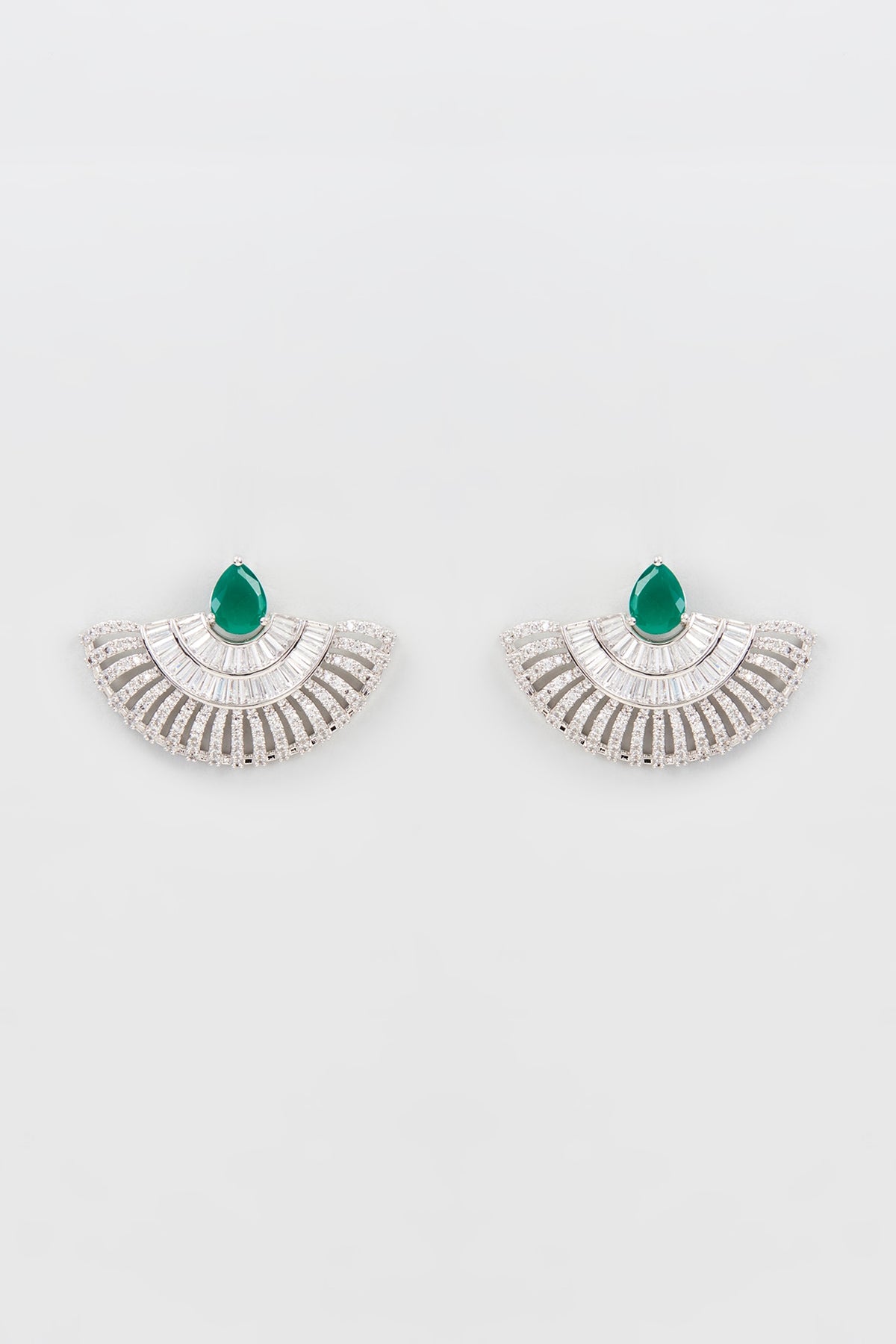 White Finish Diamond Stud Earrings