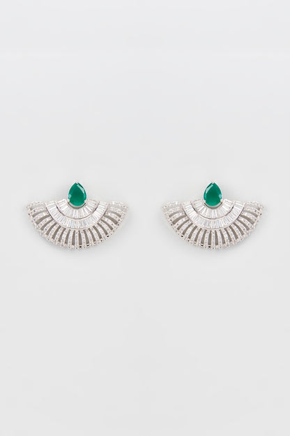 White Finish Diamond Stud Earrings