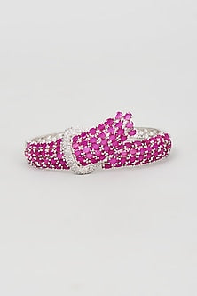 White Finish Diamond & Ruby Bracelet