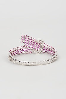 White Finish Diamond & Ruby Bracelet