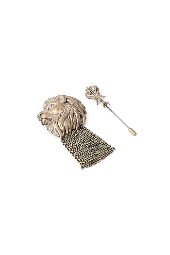 Antique Gold Lion Lapel Pin & Brooch