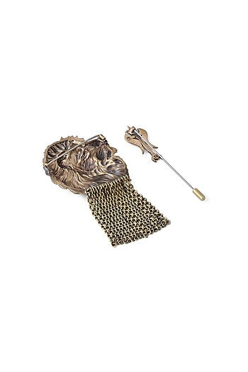 Antique Gold Lion Lapel Pin & Brooch