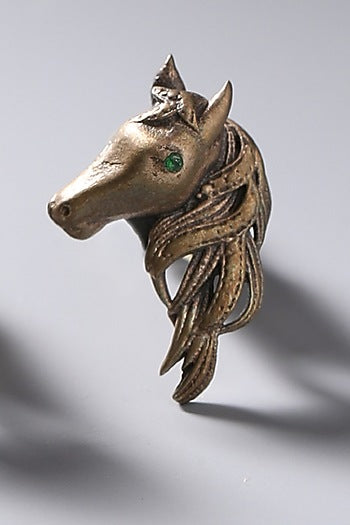 Antique Gold Brass Horse Brooch