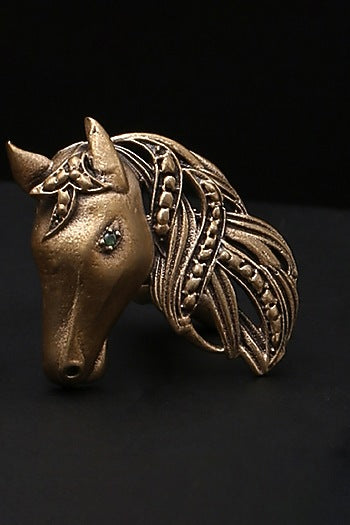 Antique Gold Brass Horse Brooch