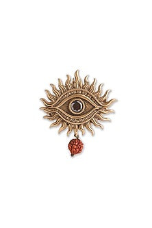 Oxidised Antique Gold Brass Mahadev Third Eye Brooch