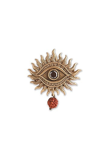 Oxidised Antique Gold Brass Mahadev Third Eye Brooch