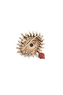 Oxidised Antique Gold Brass Mahadev Third Eye Brooch