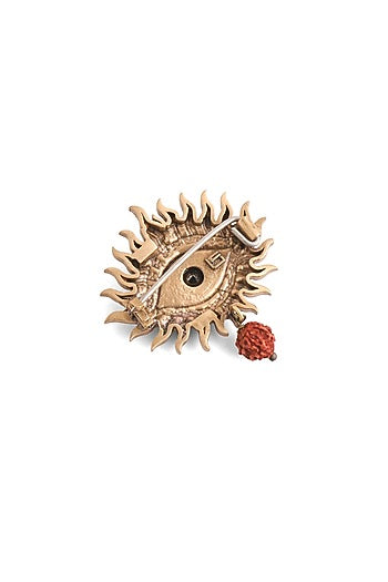 Oxidised Antique Gold Brass Mahadev Third Eye Brooch