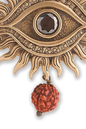 Oxidised Antique Gold Brass Mahadev Third Eye Brooch