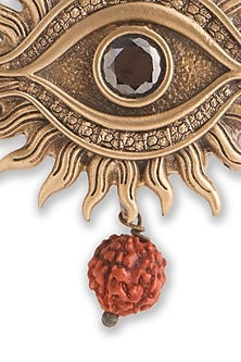 Oxidised Antique Gold Brass Mahadev Third Eye Brooch