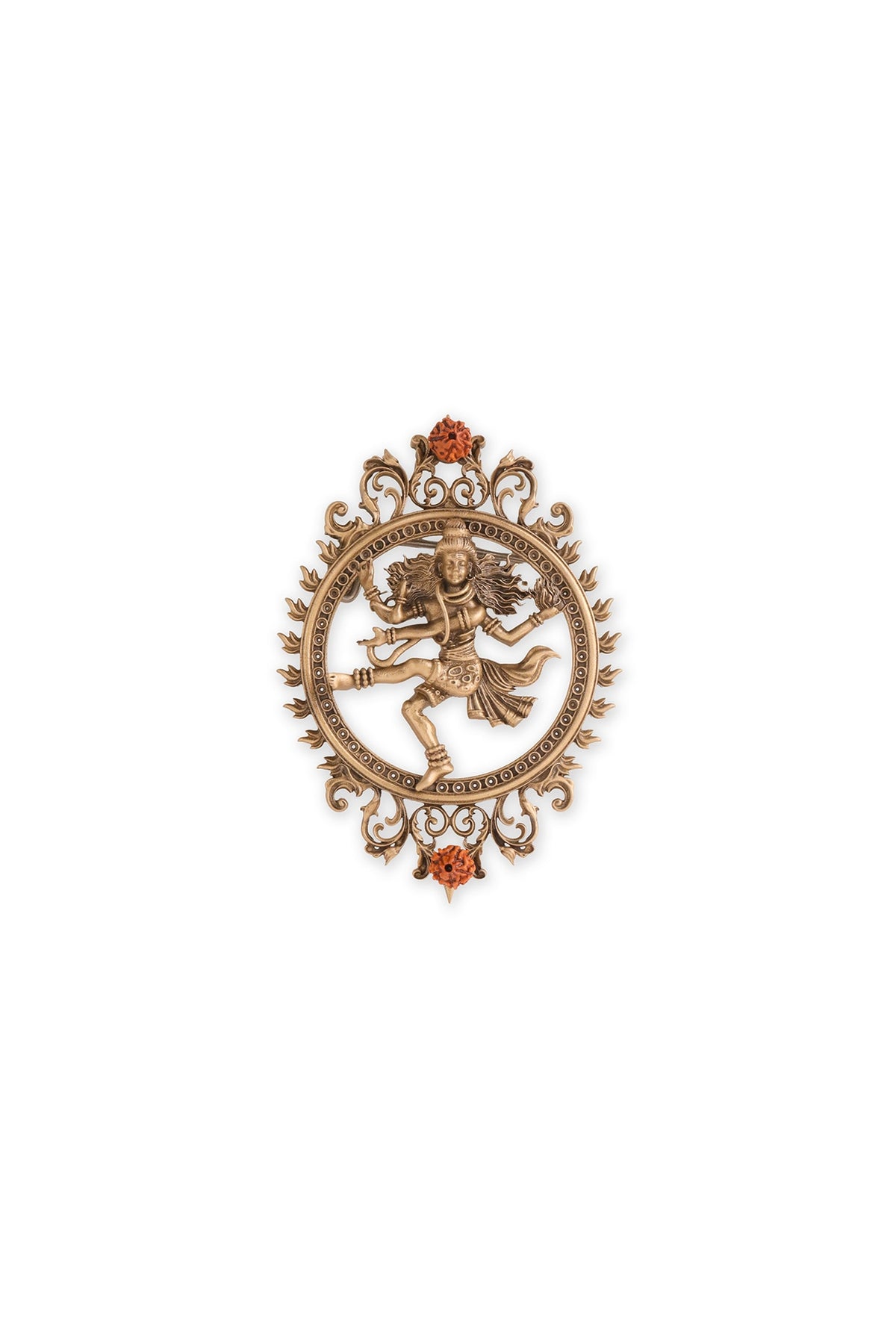 Oxidised Antique Gold Brass Sacred Nataraj Power Brooch