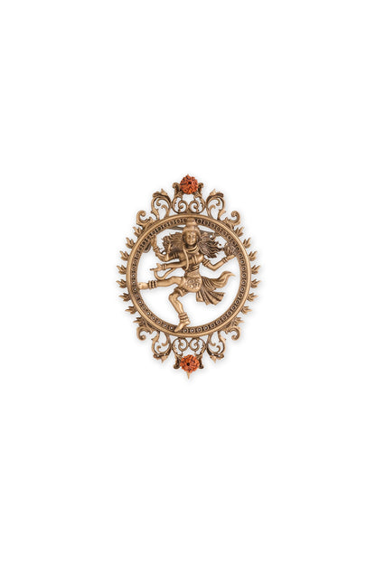 Oxidised Antique Gold Brass Sacred Nataraj Power Brooch